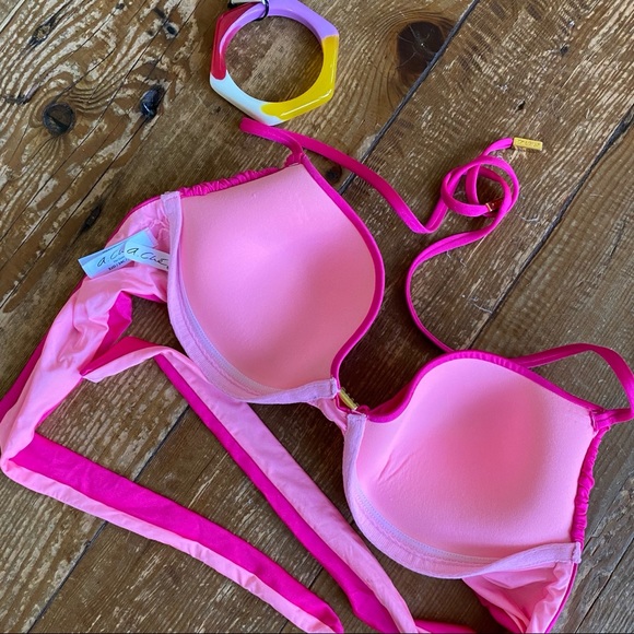 A. Che’ Deep Pink Tie Back Bikini Top - Picture 3 of 8